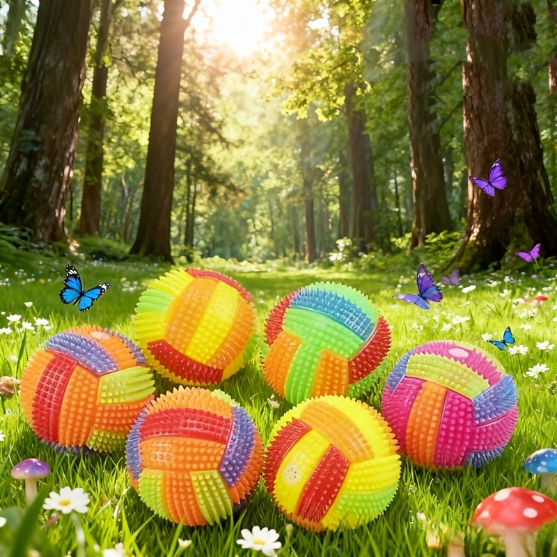 -the-dark Elastic Balls With Whistle | No Batteries Required, Flash Light, Suitable For All Breeds And Sizes, Fun , Stripe Pattern, Ball
