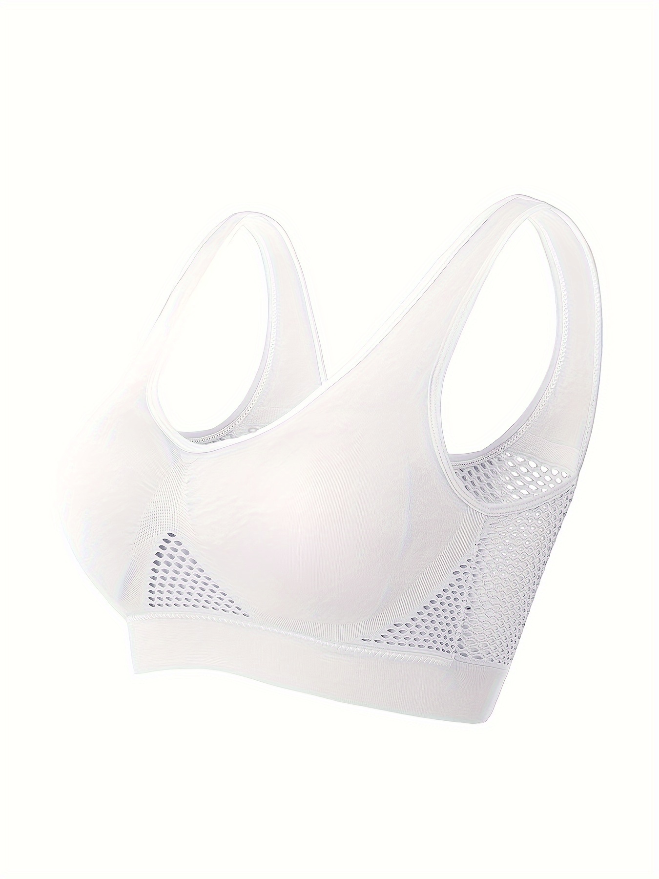1pc Essence Collection - High-Elasticity Bra with Removable Pads, Breathable Mesh Design for &, Wireless & Comfortable Fit, Plus Size Bra | Wireless Bra | Removable Pads