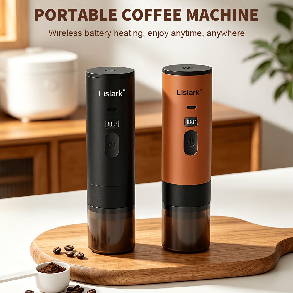 TEMU Portable Maker With Portable Support Frame, 20 Bar Mini Travel Coffee Maker, Coffee Machines With Usb-c, 3-in-1 Car Coffee Maker Self-heating,