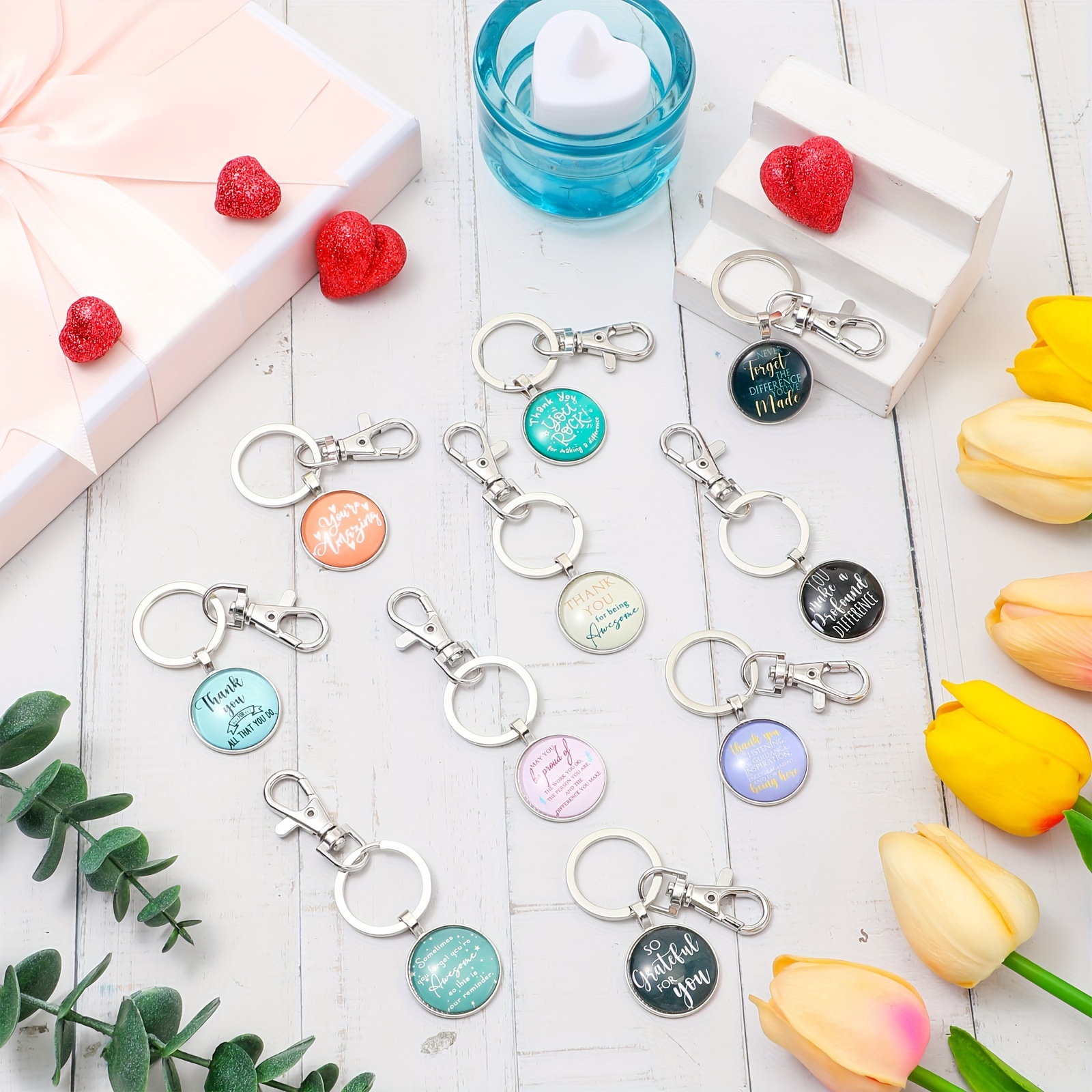 36-Piece Employee Appreciation Gift Set - Inspirational Keychains, Organza Bags & Thank You Cards Bulk