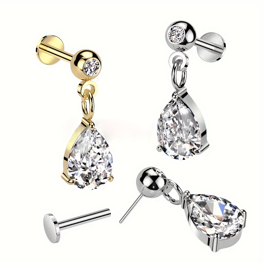 

1pc en de Pendentif Barbell Stud Boucle d'oreille, Acier inoxydable 316L, Cartilage Lèvre Nez Bijoux de piercing, Style mignon, Cadeau pour les et les fêtes