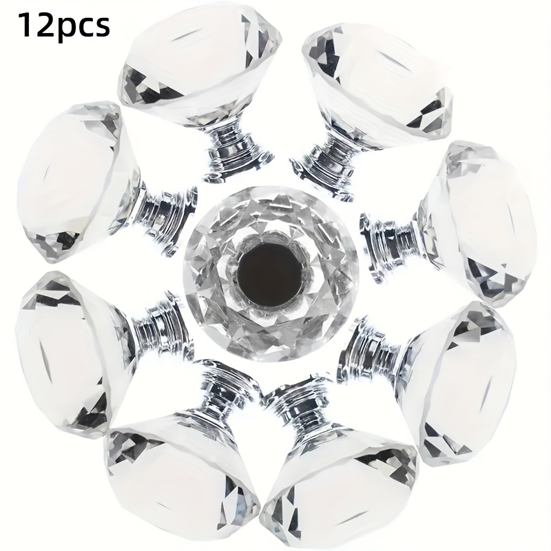 TEMU 12-pack Clear Plastic Knobs - Polished , Pulls For , , And Handles - Fit, No Electricity Or Battery Needed