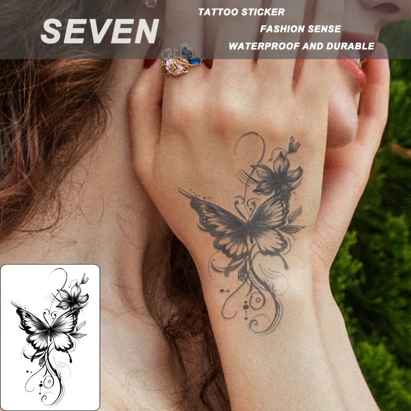 Herbal Temporary Tattoo Stickers Suitable For - Waterproof Semi-permanent Fake Tattoos With Realistic Herbal Ink, Lasts 1-2 Weeks, Permanent & Women, Application For Parties, Festivals, Daily Wear