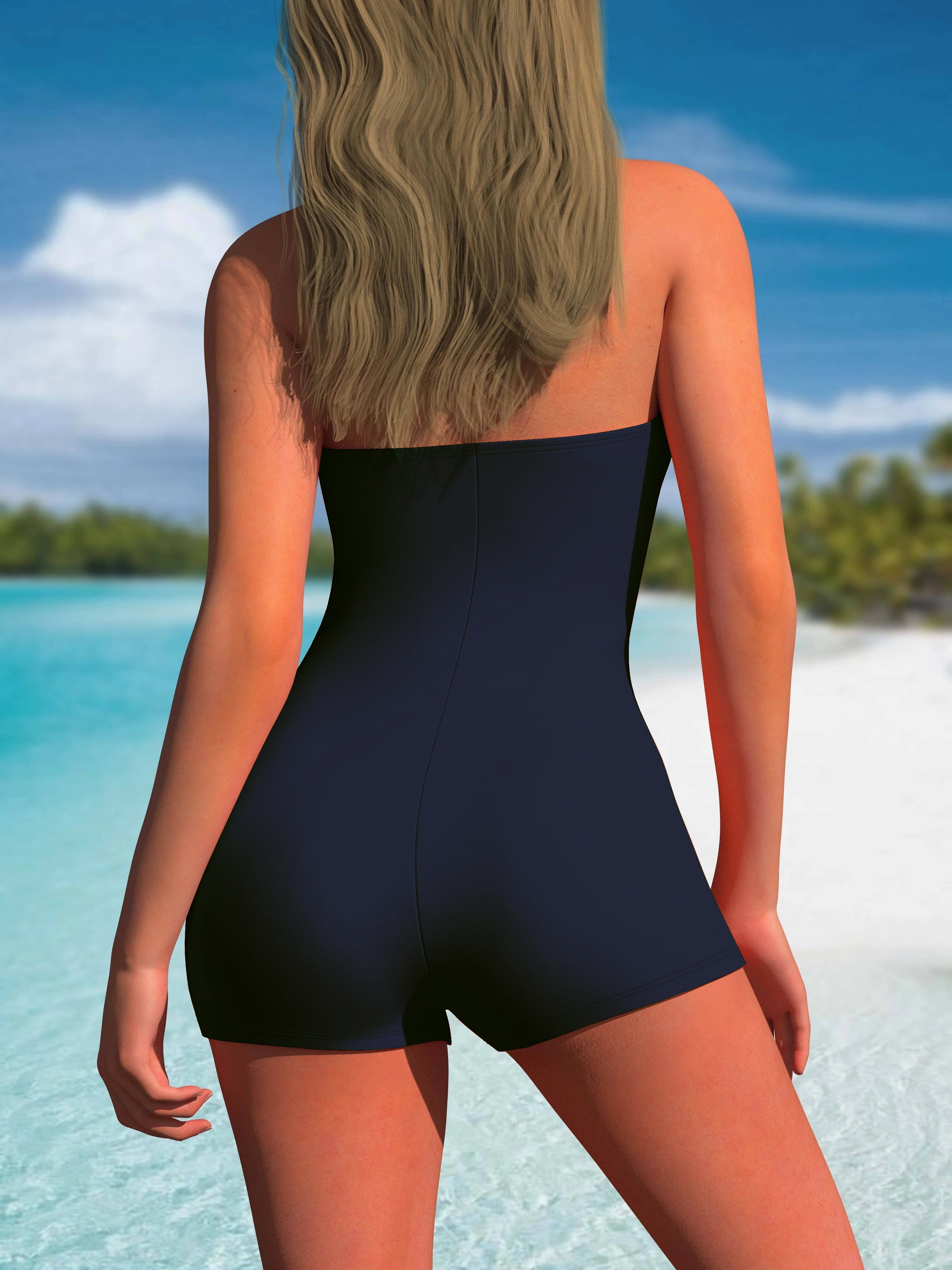 Dark Blue Fashionable Women's Monokini