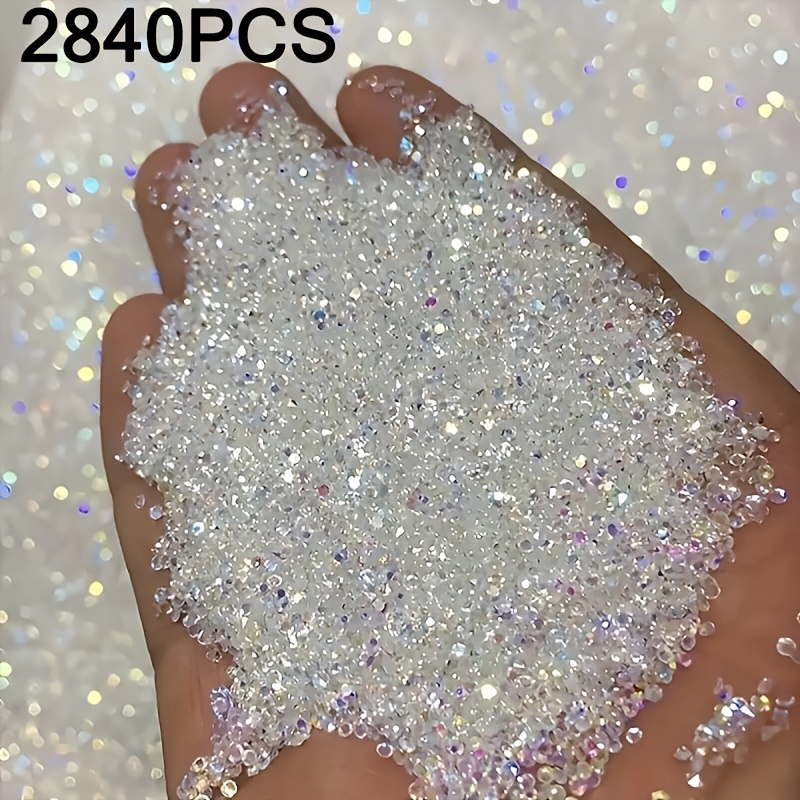 TEMU 2840pcs Elegant Mini Rhinestones - 2mm Pointed Bottom Ab-colored Rhinestones, Multifunctional Odorless Gems, Lighting Fashion And Nail Art,