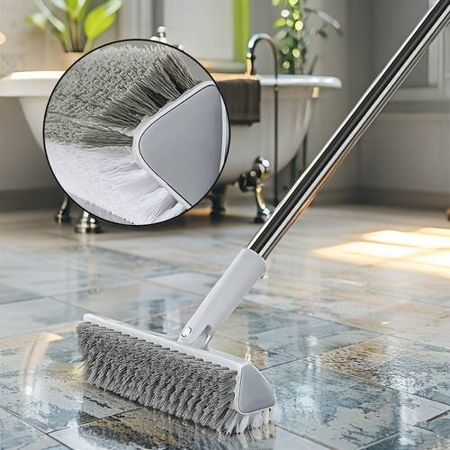 52 3 adjustable long handle 1pc v shaped double sided floor scrub brush with 180 rotating cleaning brush heavy duty plastic material cleaning for bathroom shower tile tub carpet wall outdoor use floor cleaner