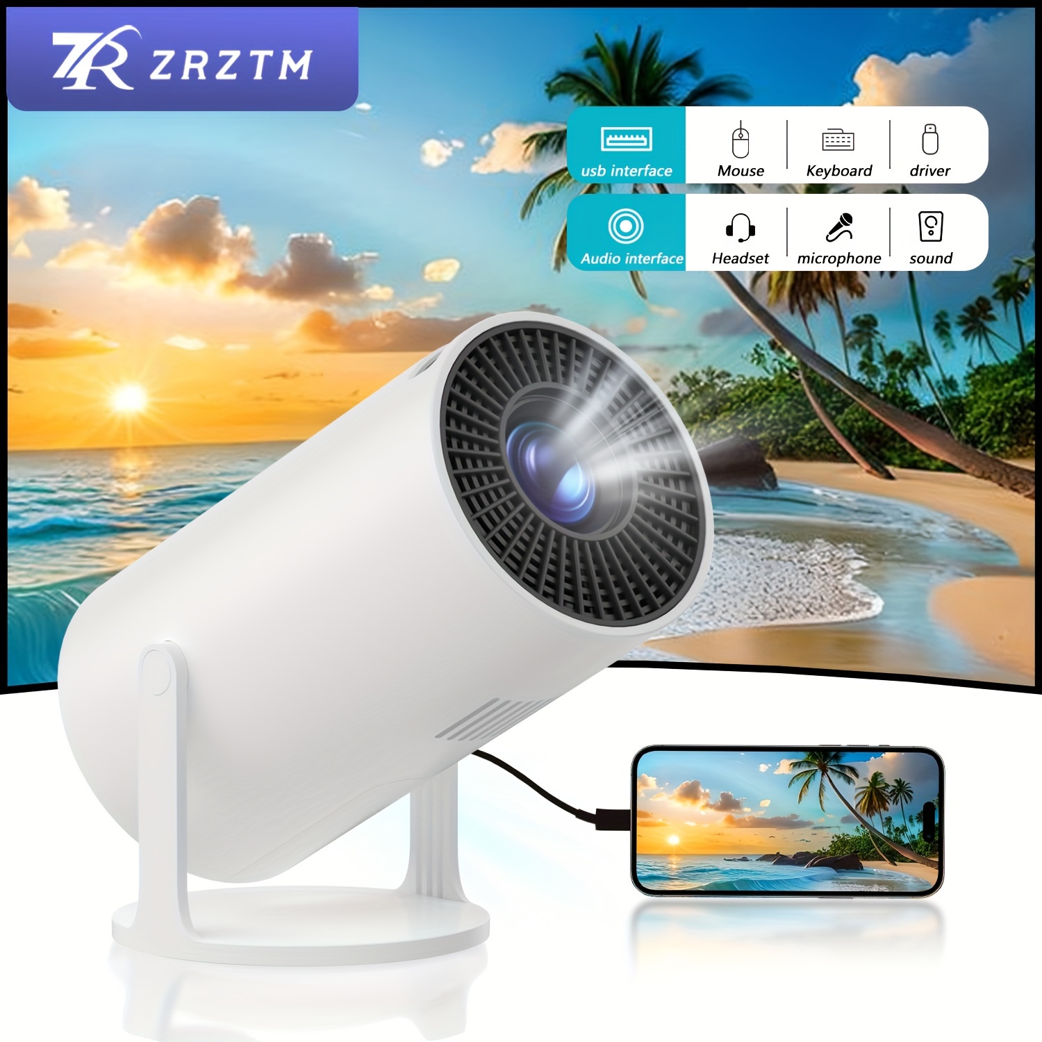 mini projector us plug projection, portable home outdoor theater ° projection angle adjustable, compatible with usb/sd/av suitable for birthday gifts, christmas, halloween, thanksgiving gifts | Check Out Today's Deals Now | Temu