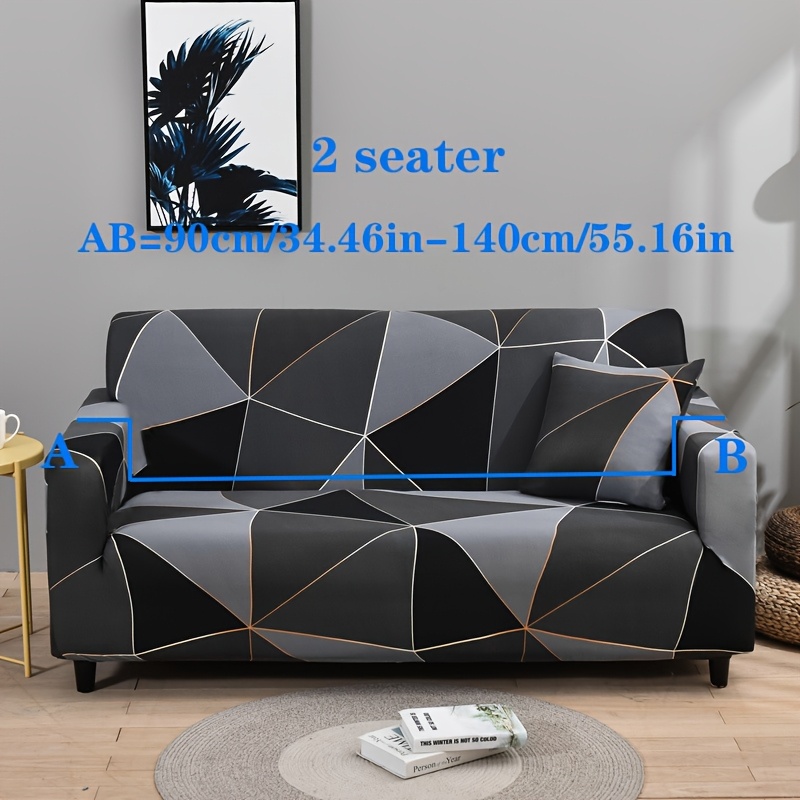 TEMU Elastic Geometric Print Sofa Cover, Easy-to-install 1pc Sofa Slipcover, Suitable For Multiple Sofa Sizes, Detachable And Washable,