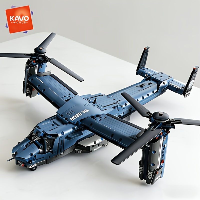 1486pcs Tilt-rotor Building Model - 1:72 | Flight & Triple-wing Fold | Glowing Tail Display | Halloween/christmas/new Year Gift