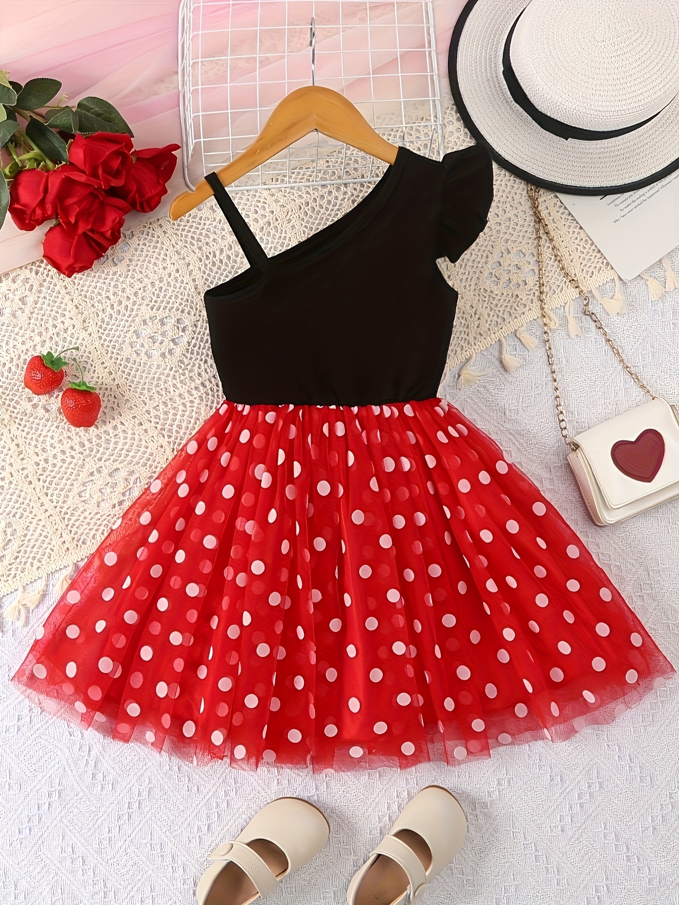 open lace back dress Red Polka Dot Mesh Long Sleeve Button Dress 2X / Red Polka Dot main image 0
