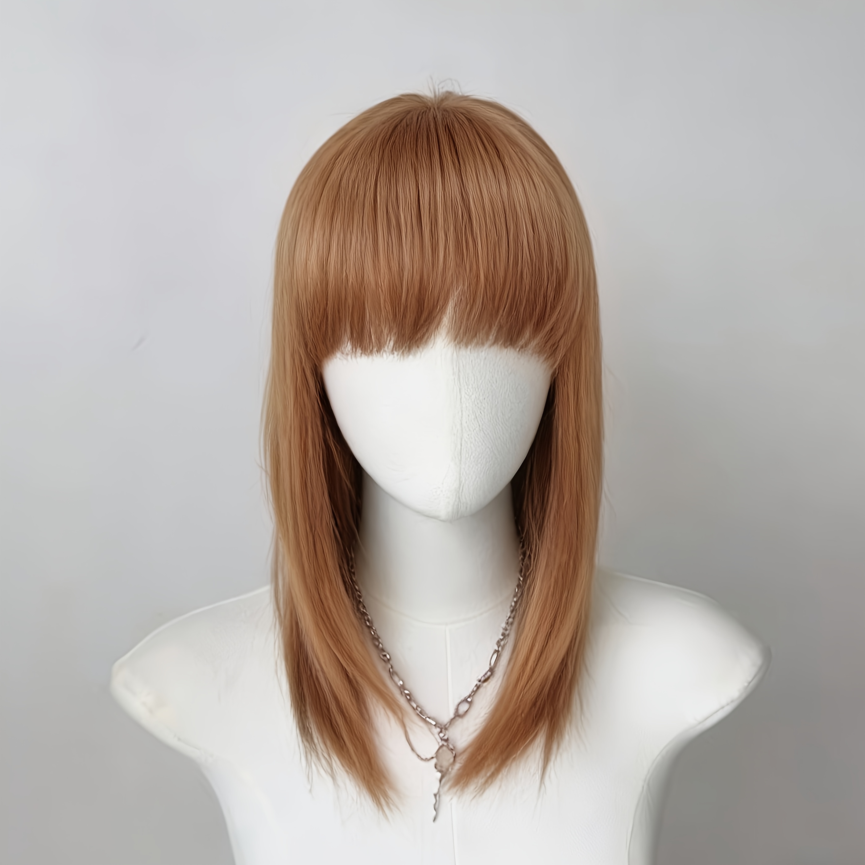 TEMU ゴールデンル内側バック、ソフトストレートヘアテクスチャー、両サイド自然に垂れ下がる。ルでリアル。快適で通気性抜群、ゴールデンヘアのおしゃれなストレートヘア、ヘアネット付き、フルヘッドルストレートヘアウィッグ