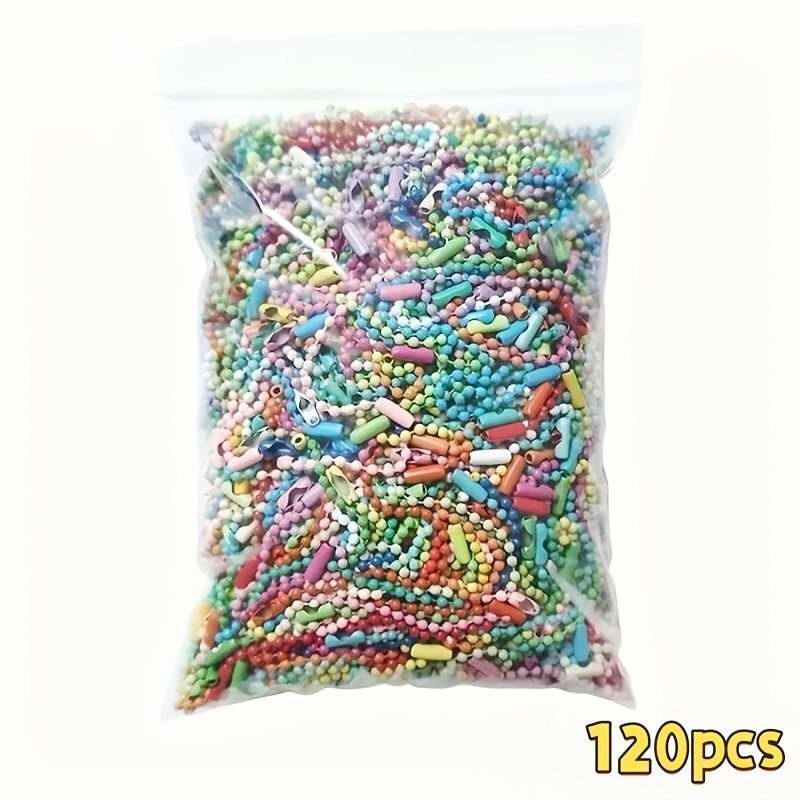 TEMU 100/120pcs Random Color Beaded Keychain Bag Chains, Ideal For Diy Craft Accessories, Gift Keyrings, And Christmas Ornament Accessories
