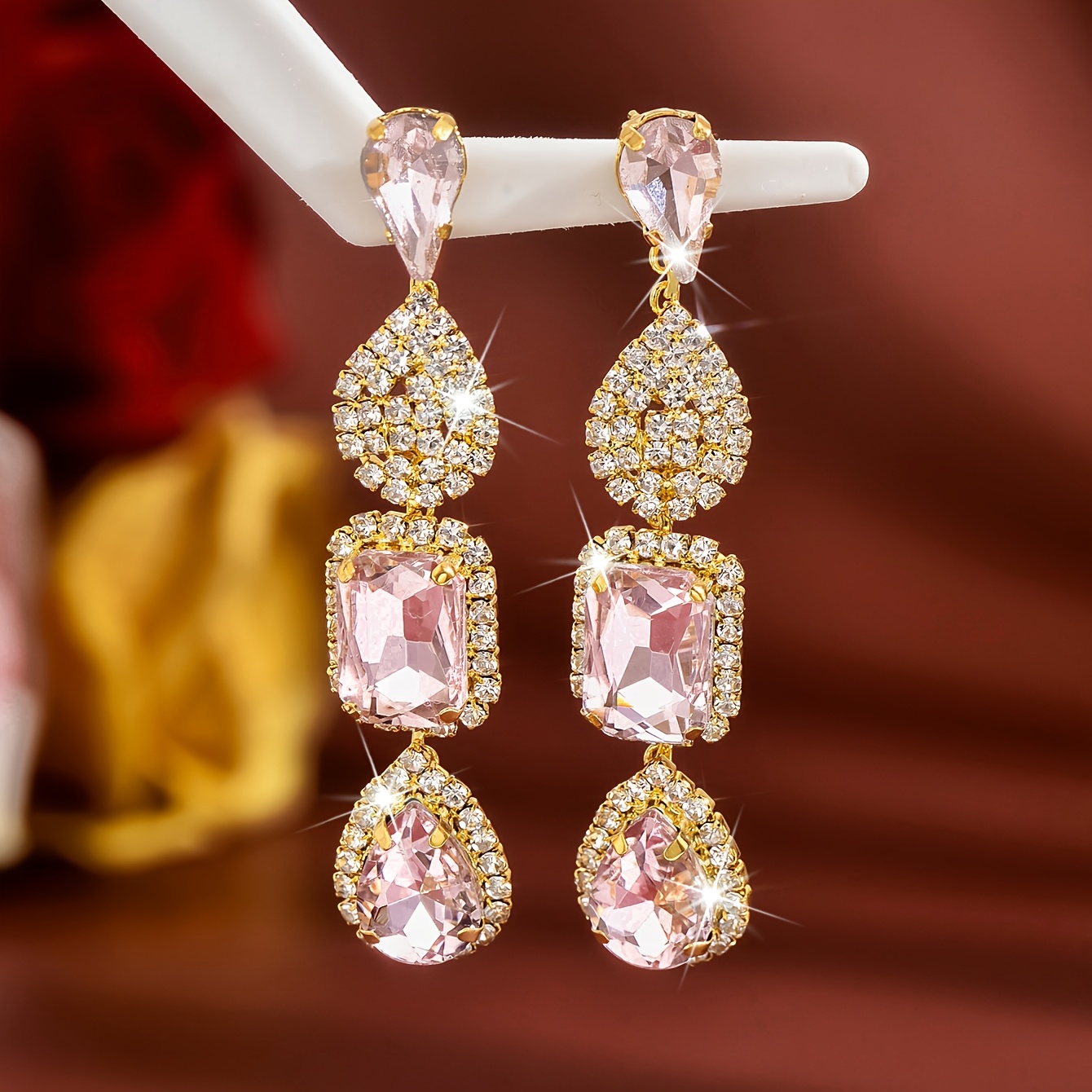TEMU Orecchini pendenti lunghi in stile e americano per damigelle da sposa / Stile da festa, orecchini a di fascia , regalo per festivit� e