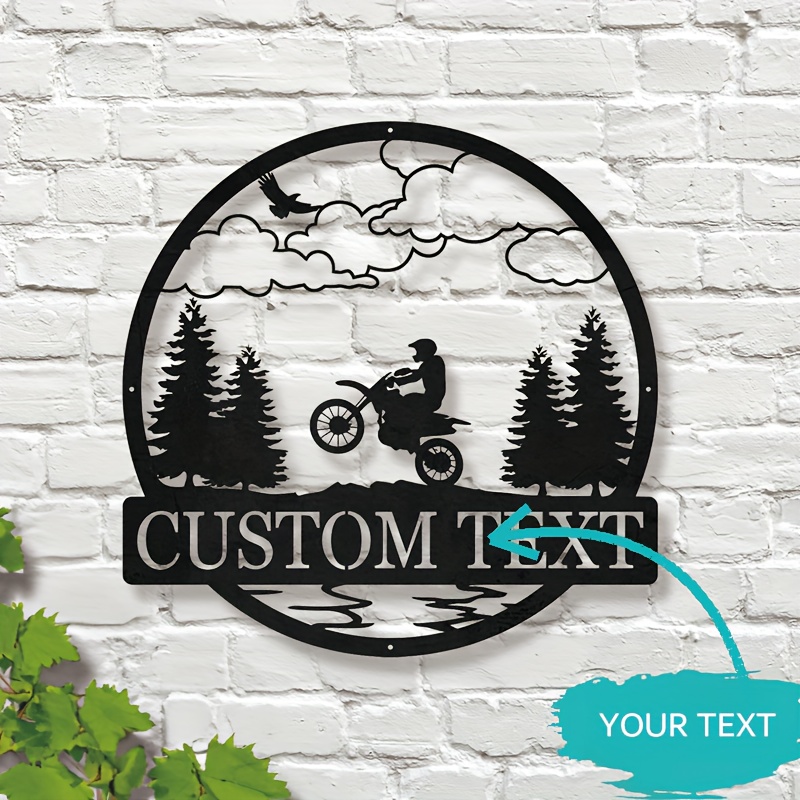 

Personalized Off-road Motorcycle Metal Wall Art, Customizable Dirt Bike Name Sign, Modern Motorbike Decor, Home & Kitchen Hanging Decoration, Power-free Metal Material