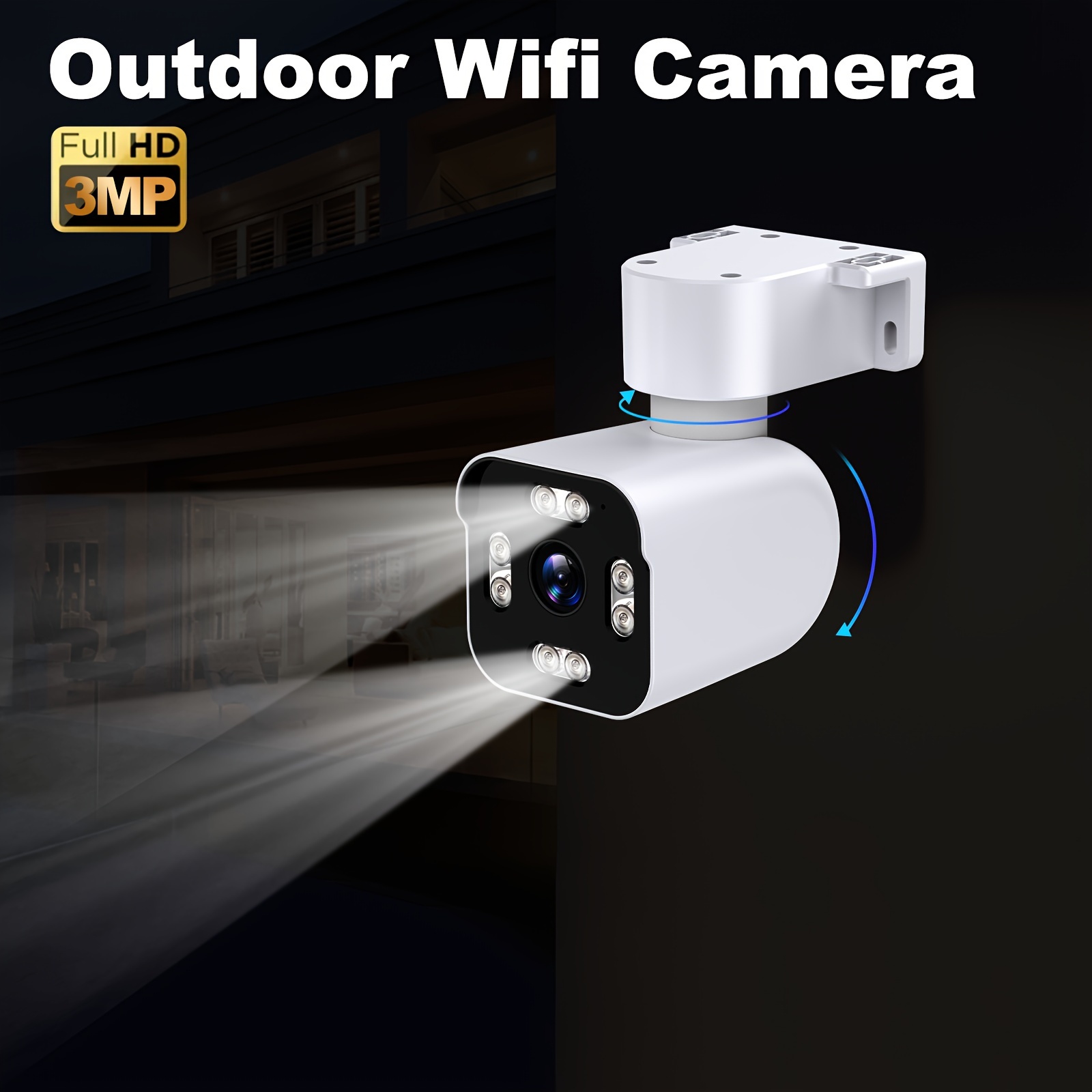 

Cameras Wireless Outdoor/indoor, 2k 3mp Pan/tilt Bullet Outdoor Camera, Wifi Smart Camera With 4mm Lens, Night Vision, Detection, Talk, View, Tf Card/cloud Storage, Full Angle Monitoring Your Home