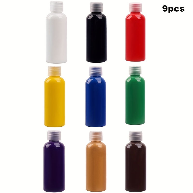 Image of Set Of 9 Fluid Acrylic Paints Printmaking Ink Paints Diy Arts And Crafts Painting Supplies Suitable For Artists And Beginners For Use On Panels, Gesso, Rock Crafts And Decorations, 60ml Bottle