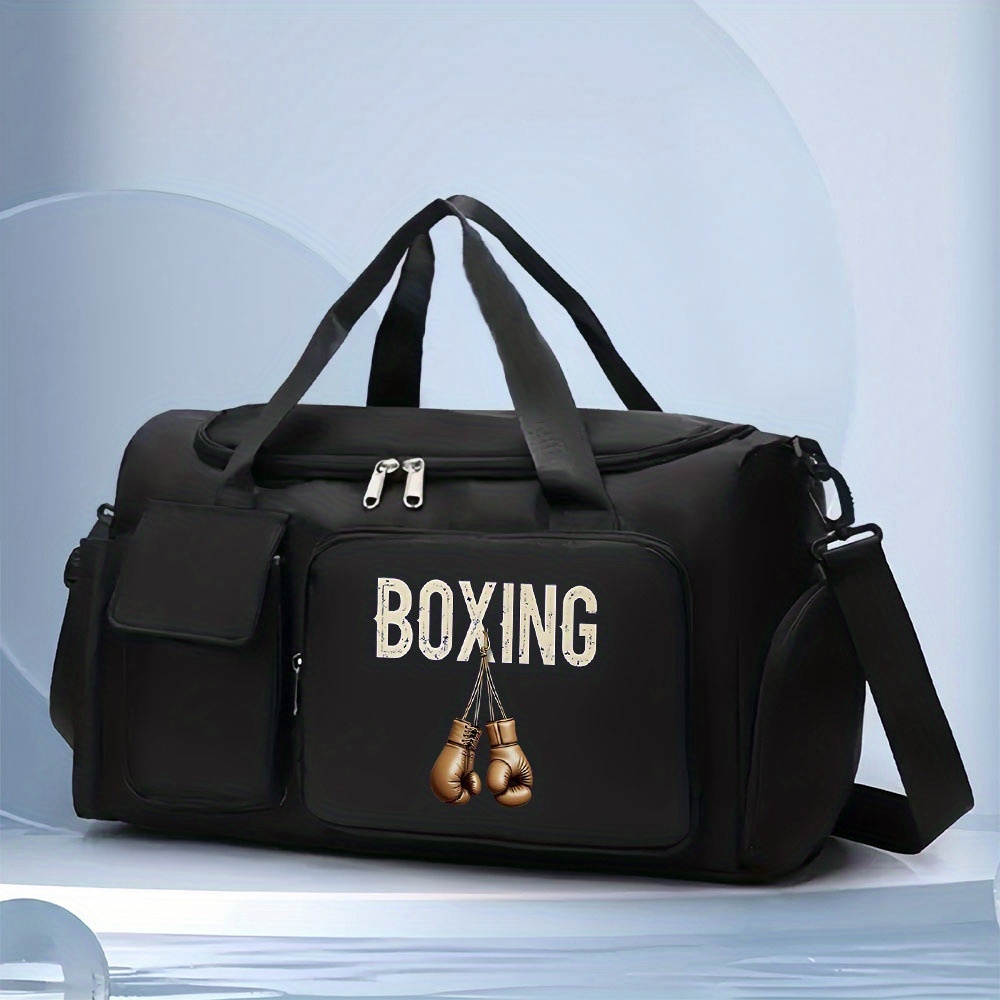 Image of 1pc Large Capacity Boxing Gym & Travel Duffel Bag Compatible For Boxing Gloves, Gear & Clothes - Lightweight Oxford Cloth With Adjustable Strap, /, Durable Sports Bag For &, Hand Washable