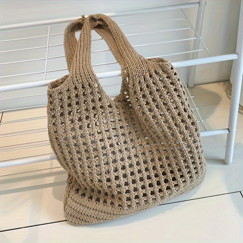 

Sac Fourre-Tout Tricoté Chic pour Femme - Spacieux & Élégant avec Bandoulière Fixe, Design Fermeture, Entretien Facile