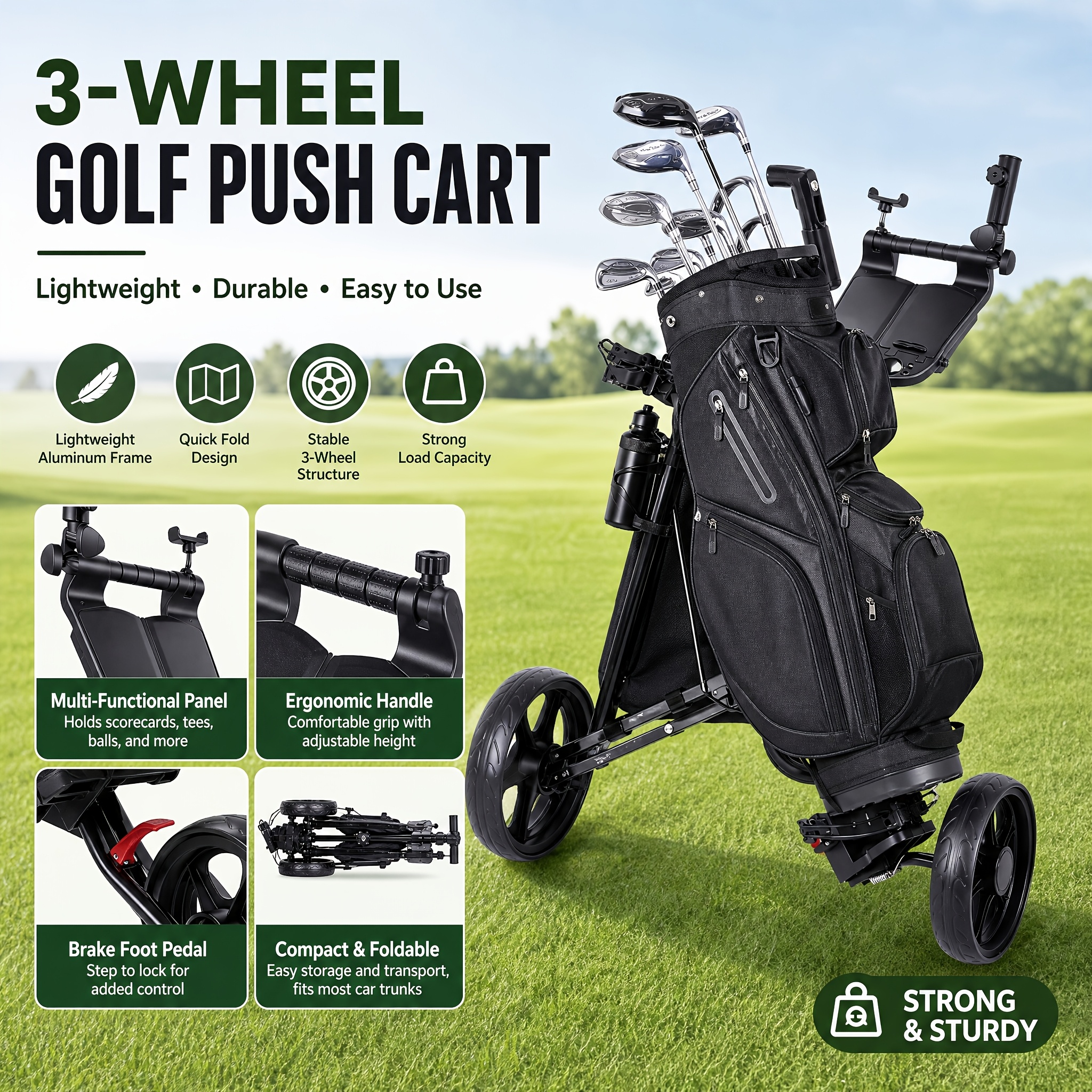 golf push cart sold on Temu United States