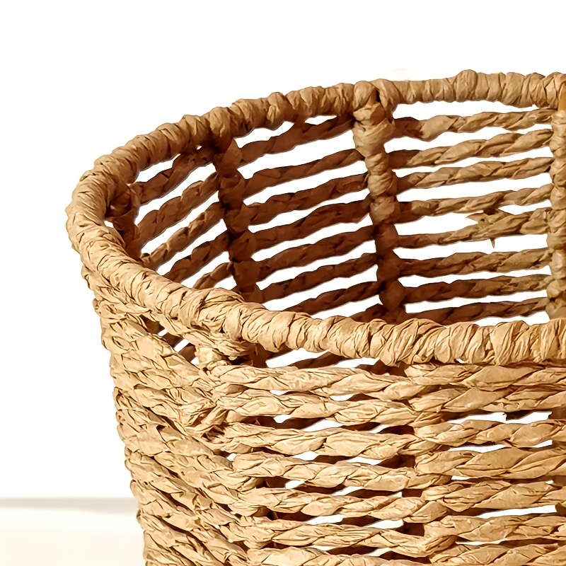 Nordic-style Minimalist Paper Rope Woven Trash Can, a High-value and Atmospheric Household Waste Paper Basket with Lid, Suitable for the Living Room, Bedroom, and Study