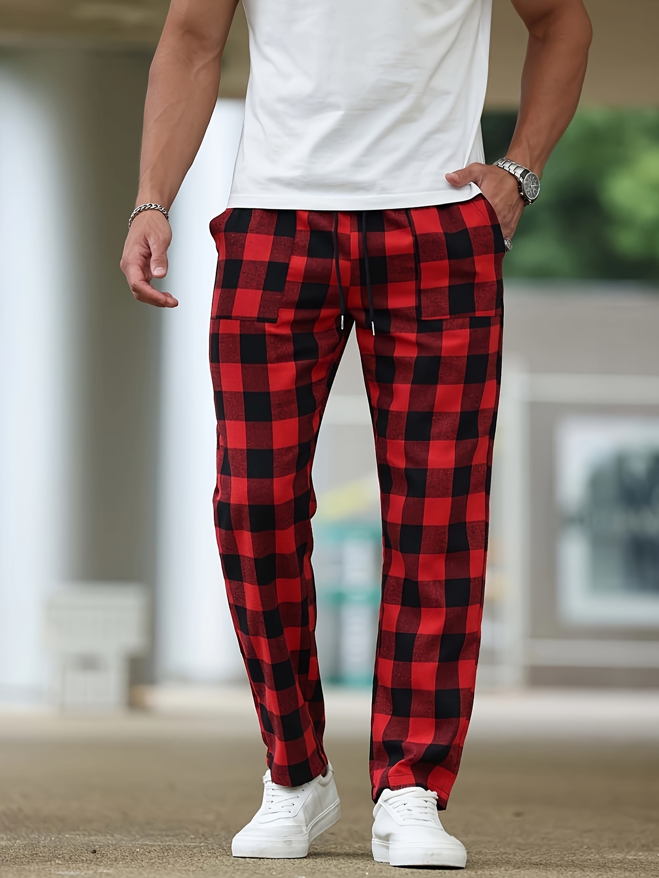 Carreaux Rouge Pantalon Pyjama Flanelle Pantalon Pyjama Carreaux