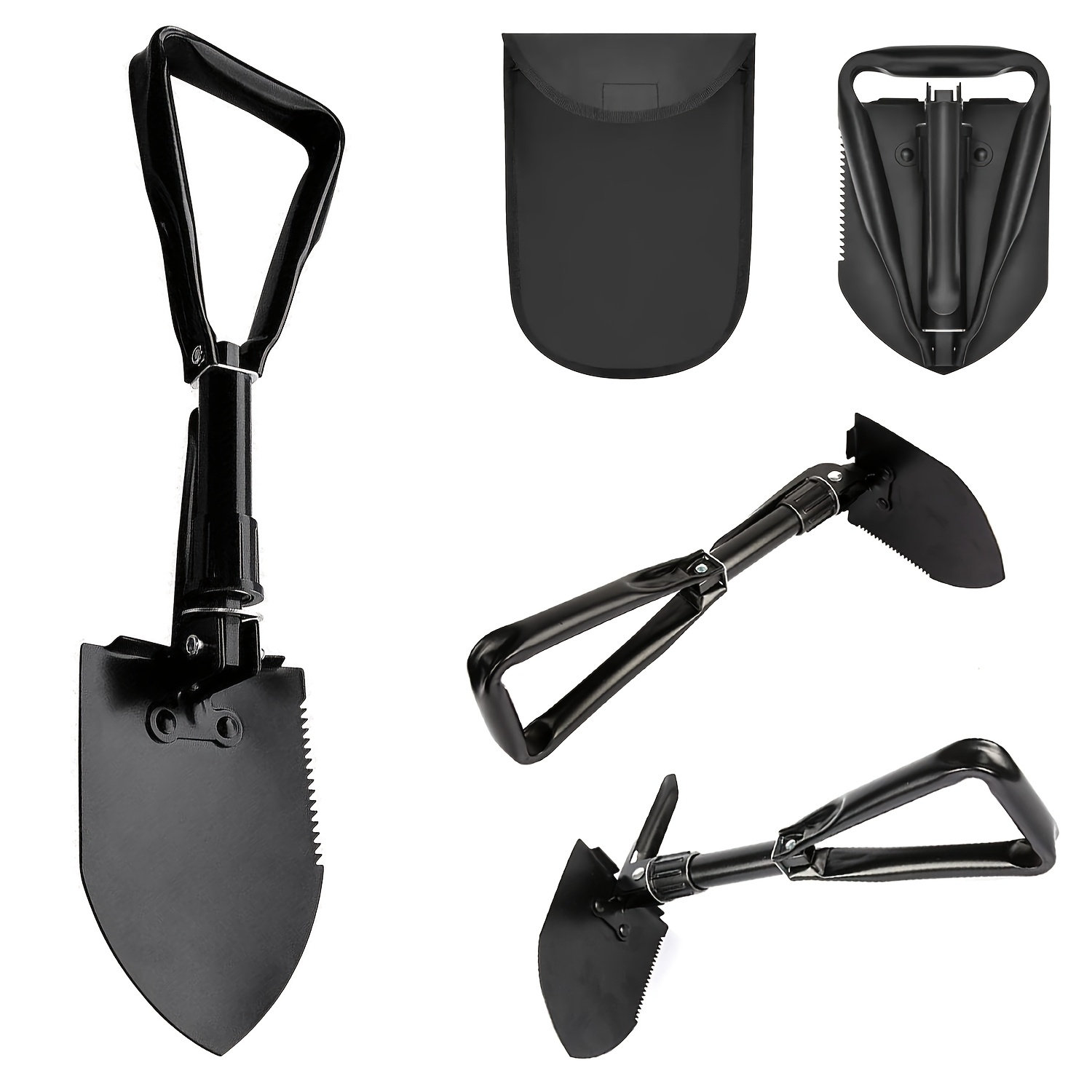 

Folding Shovel, Portable Metal Snow Shovel For Camping, Garden, Sand, Off-road Trenching Tool, Black