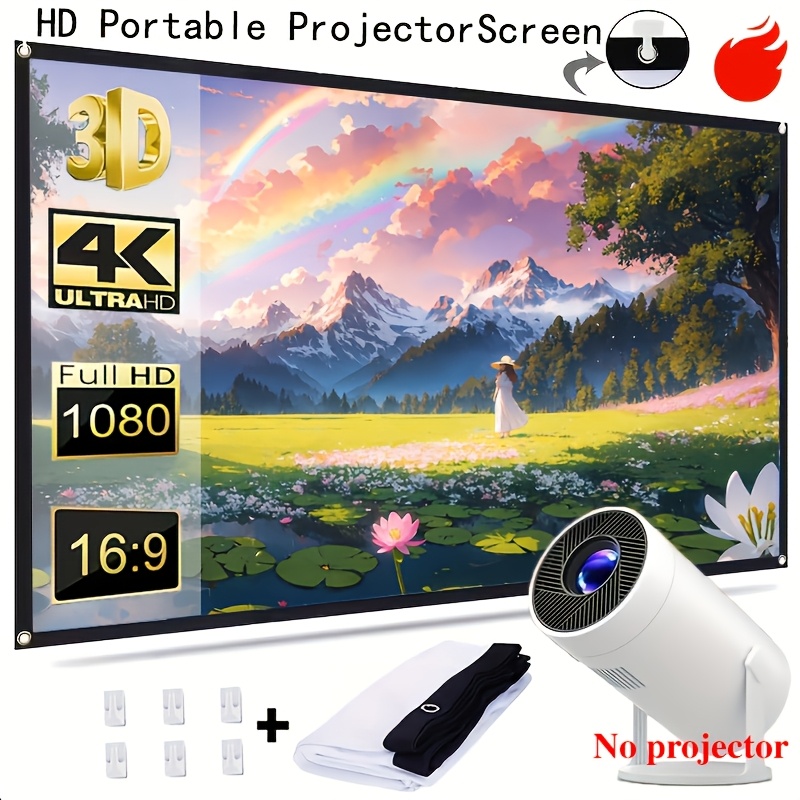 Image of 72-inch 4k Ultra-high-definition Portable Projection Screen With :9 Ratio, Suitable For Indoor And Outdoor Use, Is An For Watching Movies And Presenting Content.no-projector
