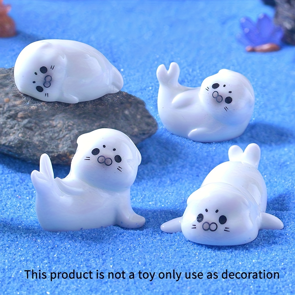 

3pcs Mini Resin Seal Figurines, Ocean-themed Aquarium Decor, Seal-shaped Micro Landscape Accents, Decorative Animal Ornaments, White Sea Life Decor For Fish Tanks