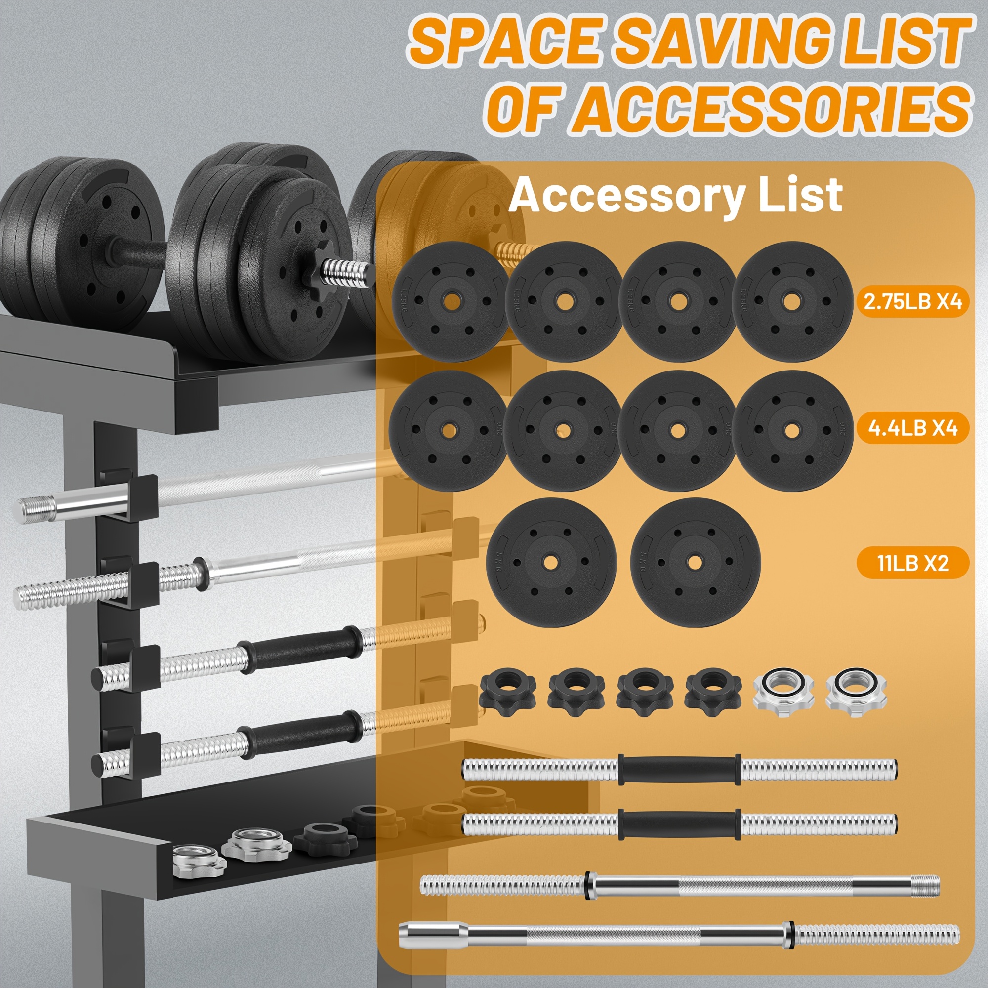 70lbs Free Weights Set, Upgraded Adjustable Dumbbell Set - 2in 1 Weight Set Used As Kettlebells, Barbell - Fitness Exercise For Home Gym, Best Christmas Gifts For Both Men And Women