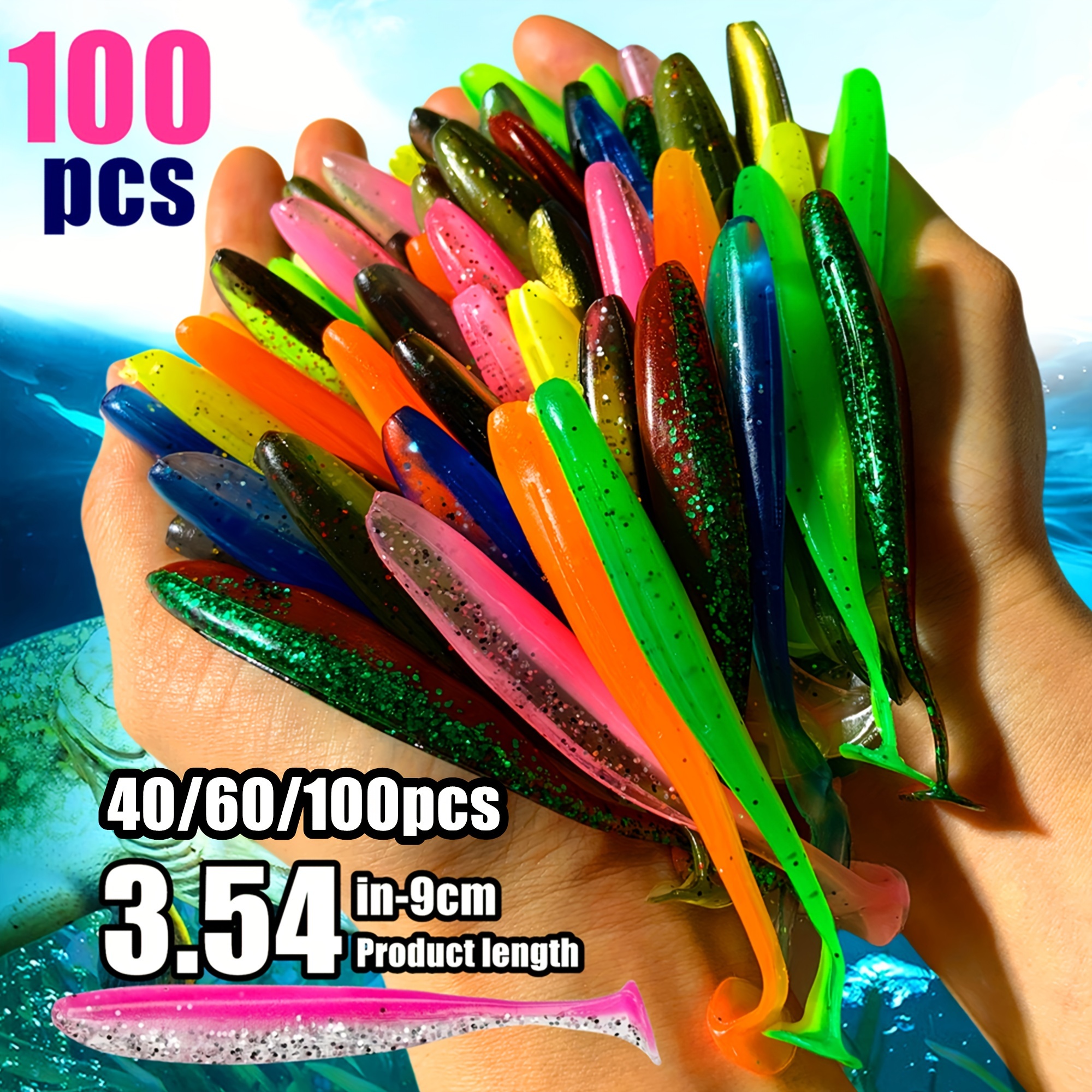 

100pcs/60pcs/40pcs Set, Imitation T-tail , And Threadfin