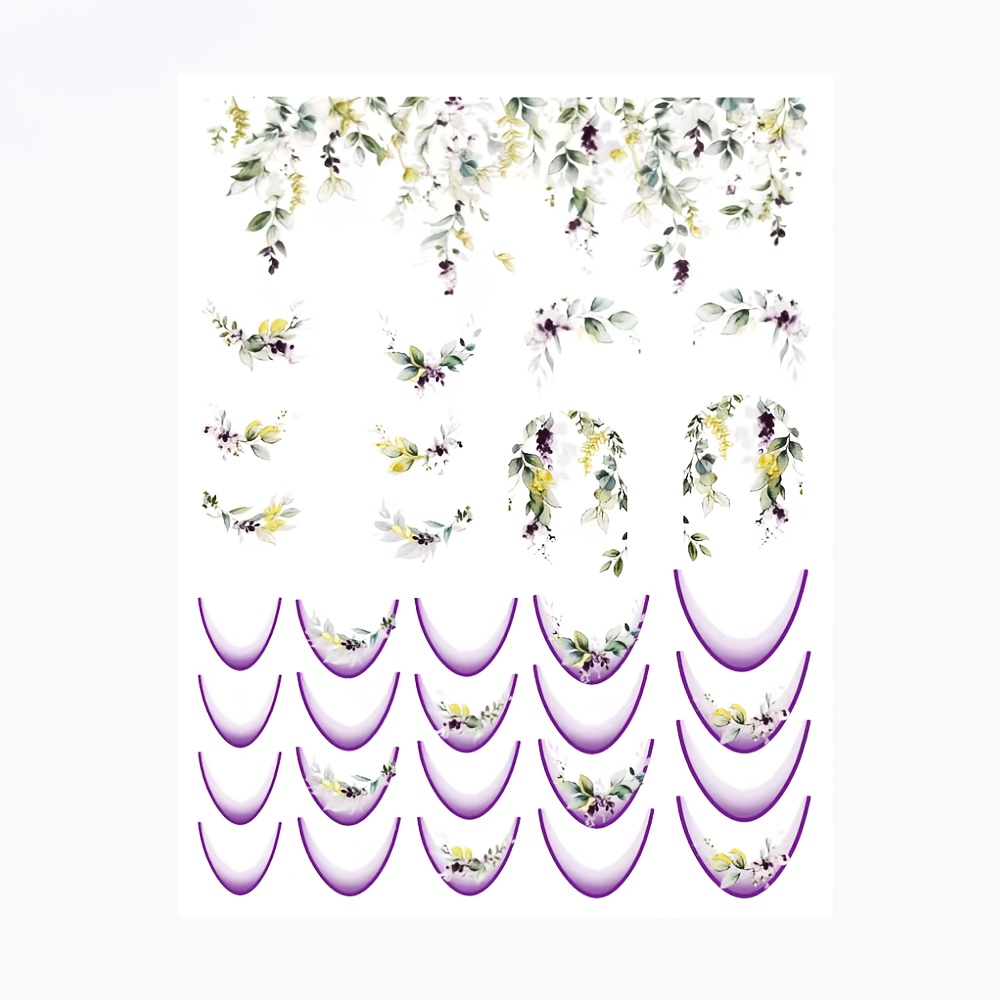 E-shop Lila Französische Linie Blume, Frühlings Salon Nagelsticker