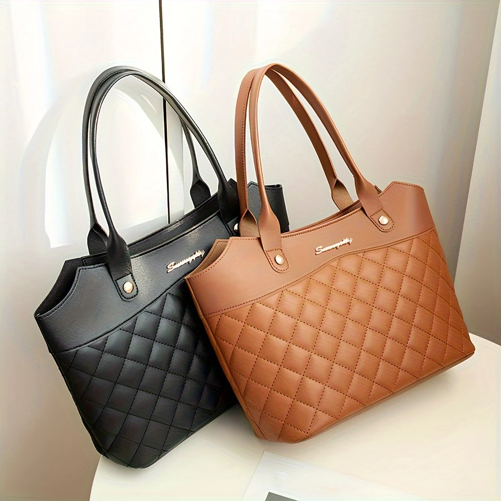 fashionable womens single shoulder bag simple rhombus grid handbag versatile large capacity single shoulder crossbody bag details 0