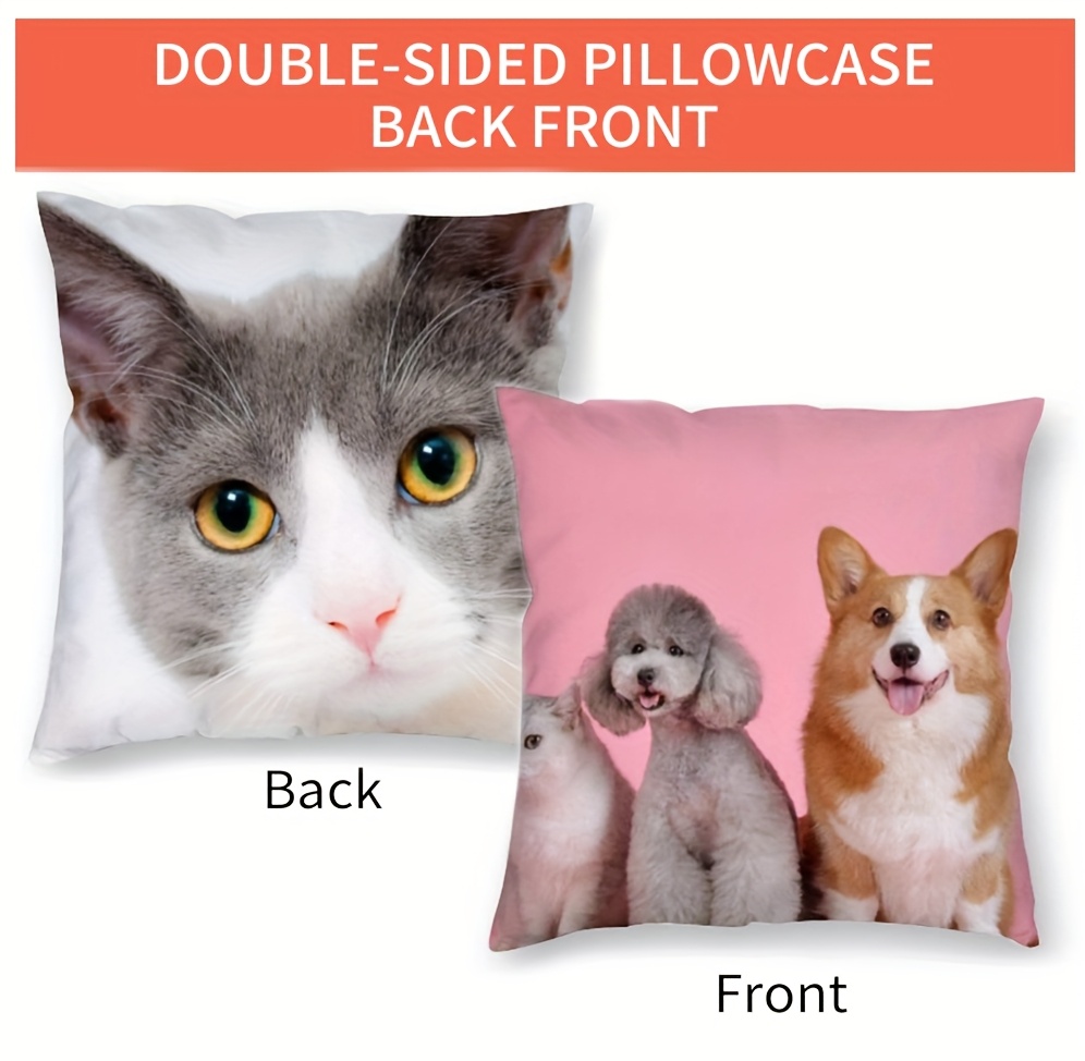 1  double sided personalized pillowcase   photo print industrial style home decor machine washable zipper closure unique gift for pet lovers anniversary birthday valentines day customizable   photo print zippered pillowcase smooth texture Product details 0