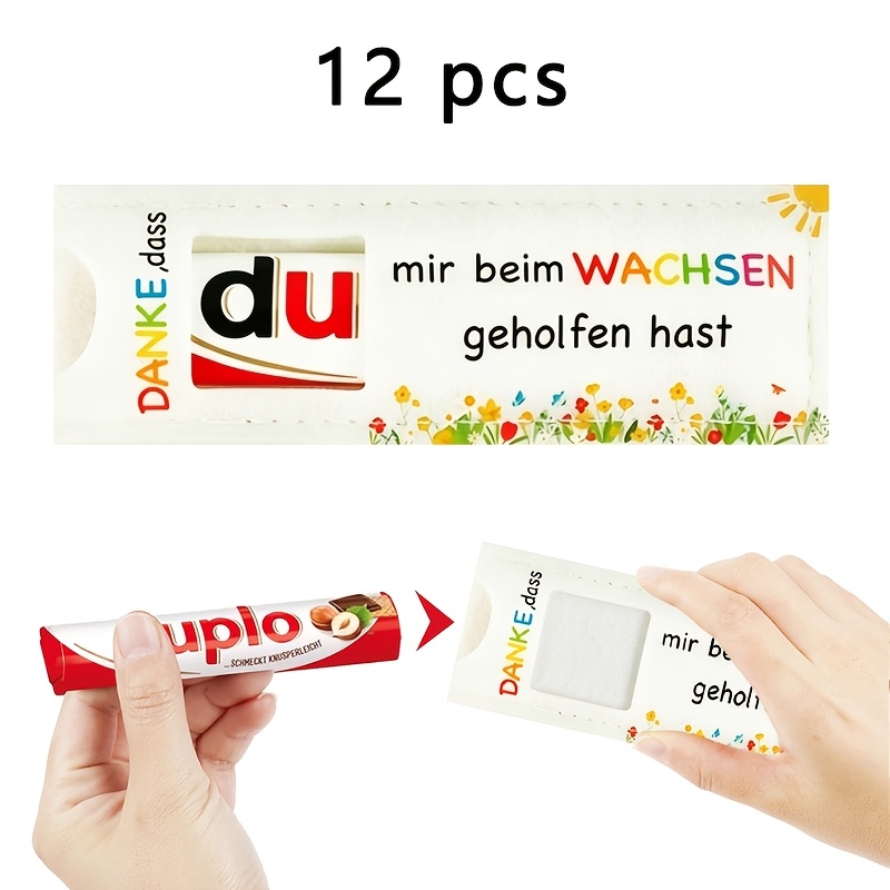 TEMU Gift For Her/him 6/12pcs Felt Gift Box Set, Printed With The German " Du Mir Beim Geholfen " For Party Favor Packaging, Chocolate Bar Packaging