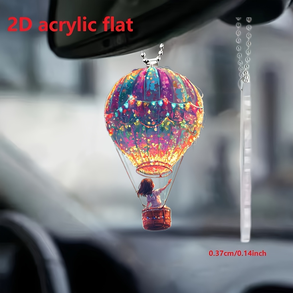 

2d Acrylic Flat Dream Hot Air Balloon Car Mirror Decoration Hanger, Suitable For Home Decoration, Bags, And Keychains, Perfect For Festive Parties And Gifts