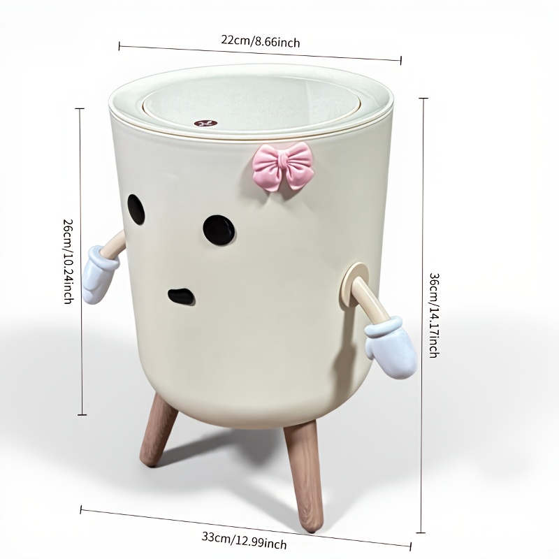 Image of New Cute Large Capacity Trash Can With Lid, Round Large Capacity, Suitable For Kitchen, Bedroom, Living Room, Office, Bathroom, Etc