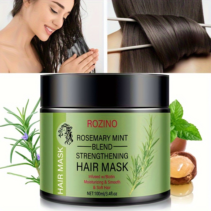 

100ml Rosemary Mint Hair Mask, Deep Conditioning & Hydrating Hair Mask, Strengthens & Smoothens Hair, Infused With Collagen & Macadamia Nut Seed Oil