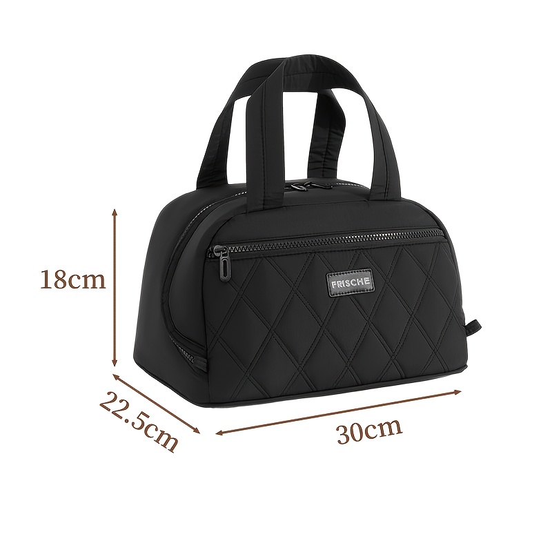 TEMU Camping Portable Picnic Bag, Insulated Lunch Box, Bento Bag, Indoor And Outdoor Universal Women's Handbag, Smooth Slanted Zipper Fresh-keeping