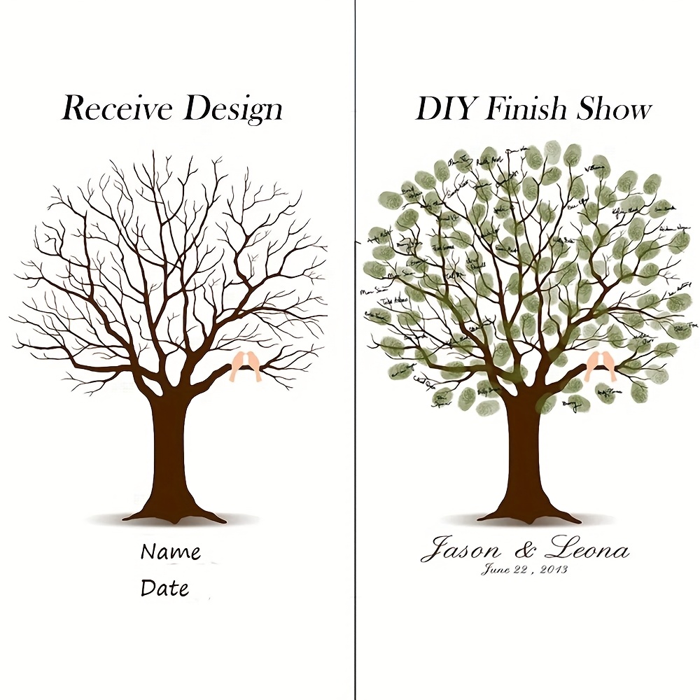personalized wedding guest book fingerprint tree canvas wall art poster wedding gift signature marriage souvenir for party decor 0
