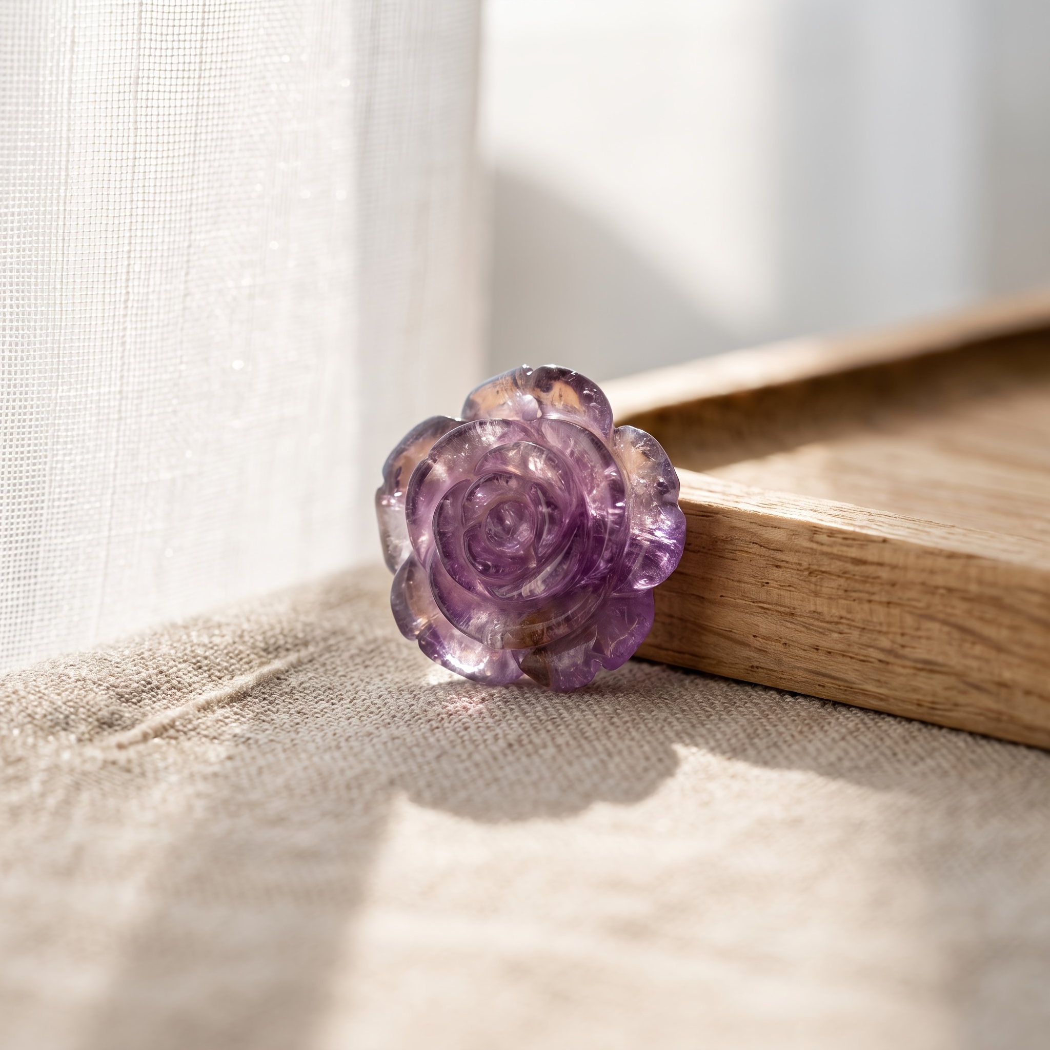 Natural Amethyst 3D Rose Pendant