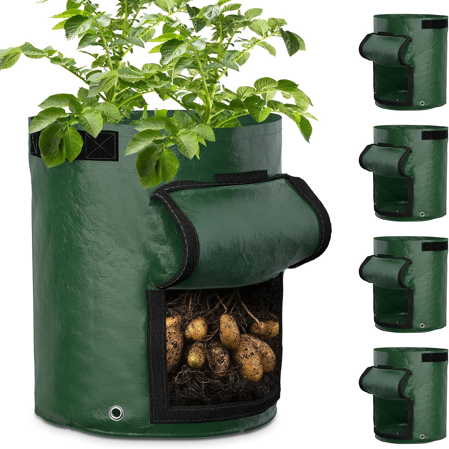 

5pcs Sacs de de Pommes de 7 Gallons, Sacs de de Jardin avec , Tissu Non Tissé Respirant à Double Couche pour /Légumes/Tomates/Pots en Tissu d'Aération avec Poignées Verts