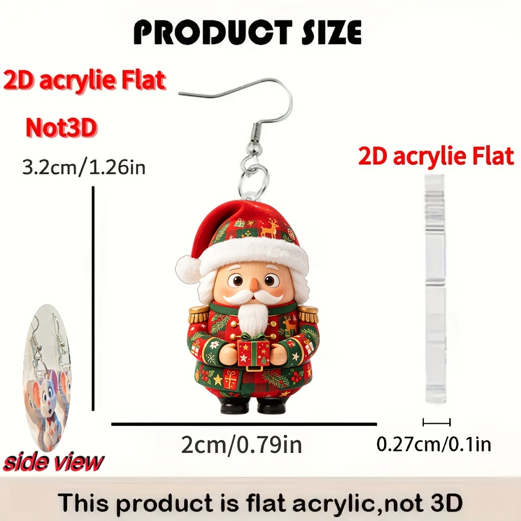 Nutcracker Acrylic Pendant Earrings for Christmas