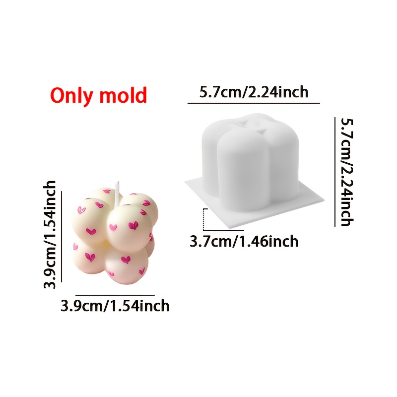 TEMU Molde de silicona de resina - Moldes de silicona geométricos de esfera de 2X2, Moldes de yeso para jabón artesanal de vela de de