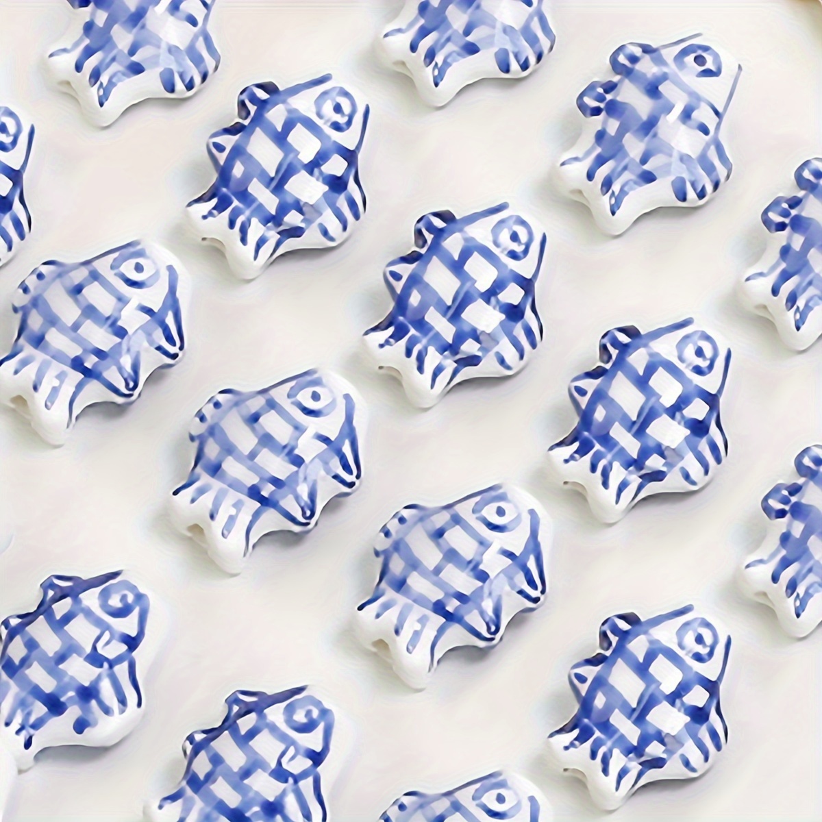 

5pcs/set 1.5x1.2cm Hand-painted Blue And White Porcelain Fish-shaped Ceramic Beads Diy Jewelry Making For Bracelets, Necklaces, Keychains, Colorful Ceramic Beaded Decors Accessories