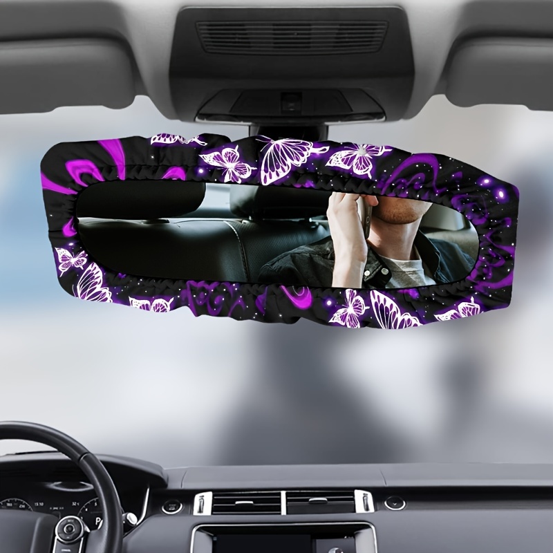 

Purple Butterfly Auto Mirror Cover For Rear View Durable Wear-resistant Cars Mirror Trim Cover Elastic Band For Cars Suvs Vans Sedans Car Interior Trim For Summer