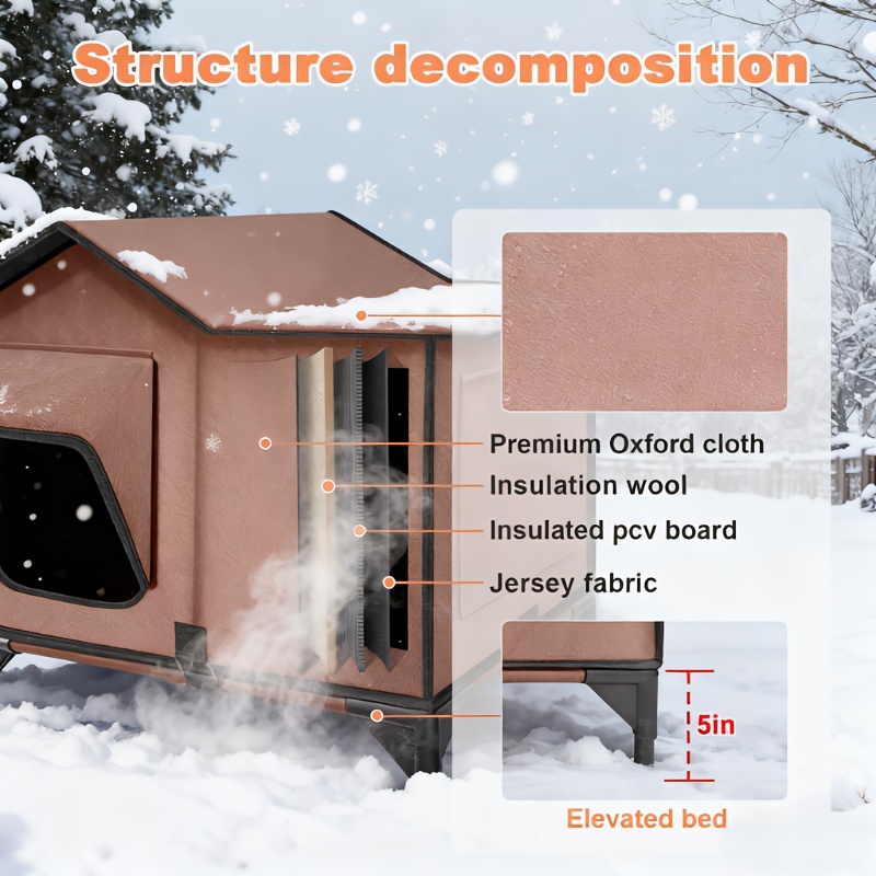 3 in 1 design heated cat house with pet heating pad elevated bed sturdy structure cat cave cat beds supplies for indoor cats safe outdoor cat shelter cat condo kitten supplies   gifts for men women kids girls cat stuff clearance 3