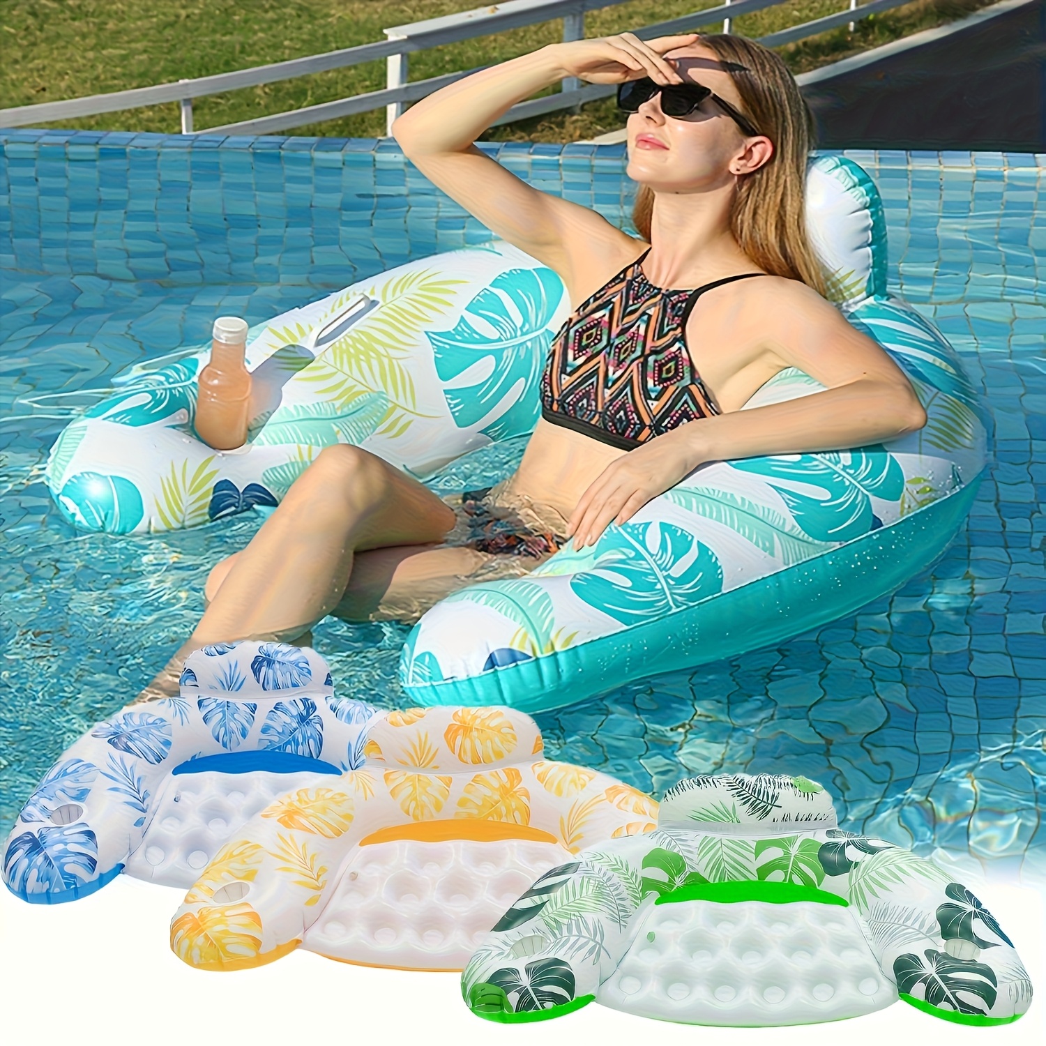 1pc hamaca inflable de pvc estilo hawaiano para  , silla   para vacaciones