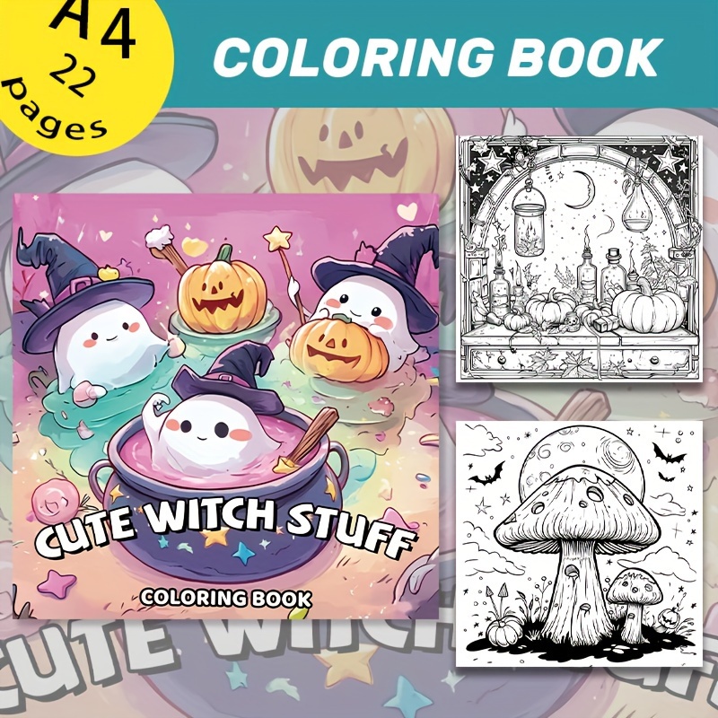 

Livre de coloriage de 22 pages pour la relaxation - Thème de sorcière, épais, feuilles volantes, idéal pour Halloween et Noël, pour les 14 ans et plus, cadeau de fête d'anniversaire