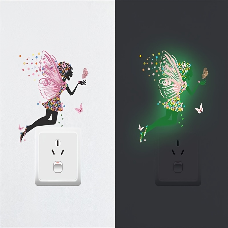 

-the-dark & Fairy Wall Decals For Girls' Bedroom - Diy Fluorescent Switch Stickers, Removable Matte , Self-adhesive, Hair, Design, Teen Girls' Room Decor, Girls Bedroom Decor