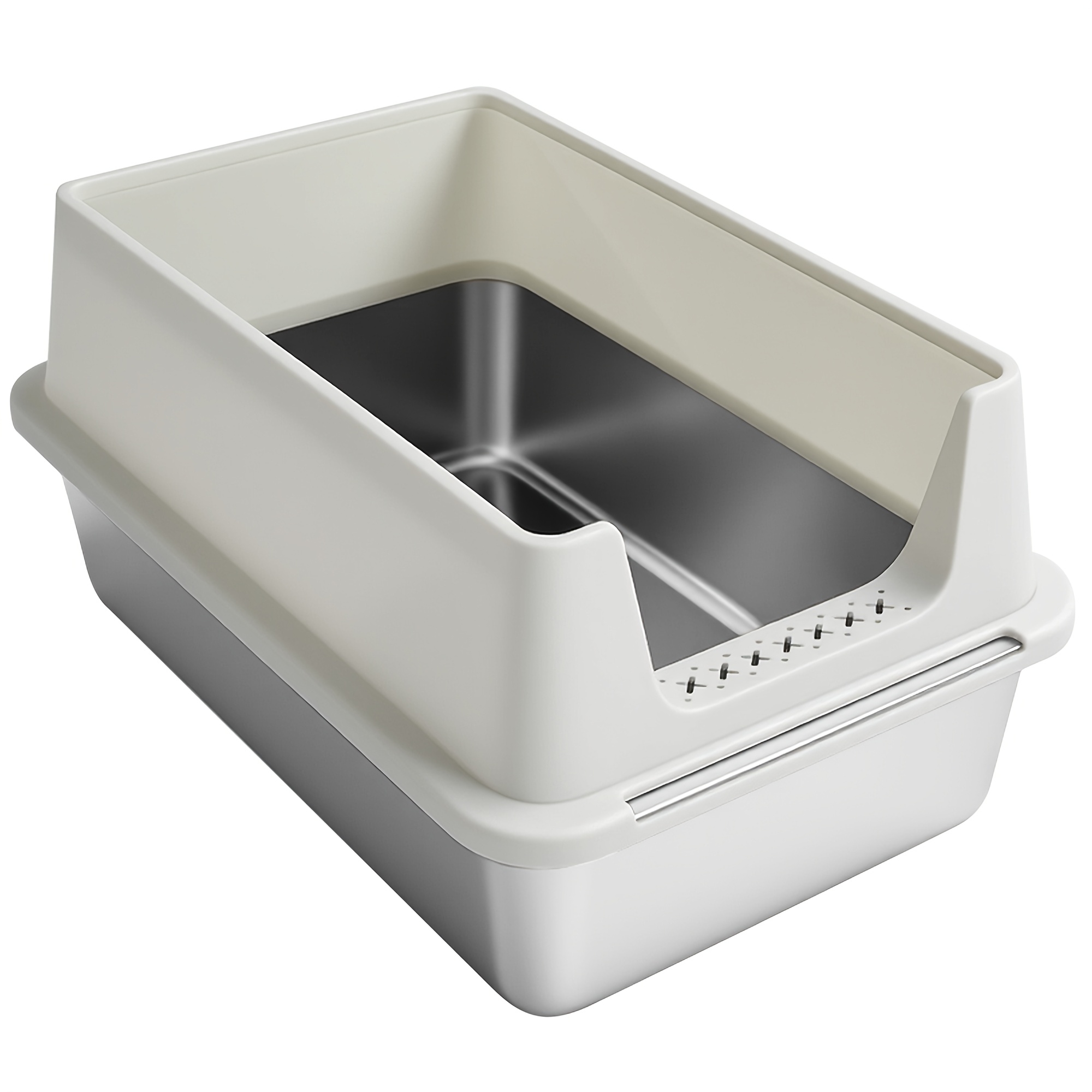 Image of Stainless Steel Cat Litter Box, Xxl Large Capacity Litter Box, High-sided Enclosed Cat Litter Box, With Cat Litter Shovel, Easy To Clean, 60.5l X 40 W X 29 H Cm